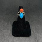 Spiny Oyster Turquoise  Oval teardrops Sterling silver ring  Signed by Gabby