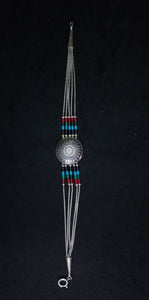 7 inches Round Multi Stone daisy flower shape sterling silver beaded bracelet