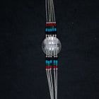 7 inches Round Multi Stone daisy flower shape sterling silver beaded bracelet