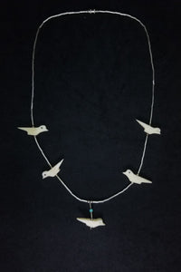 14 inches vintage Native American bird turquoise sterling silver chain necklace