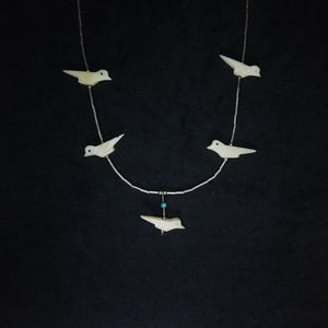 14 inches vintage Native American bird turquoise sterling silver chain necklace