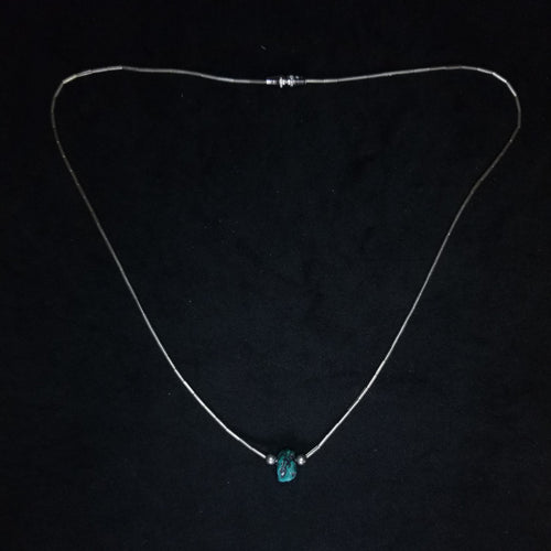 14 inches vintage Native American turquoise sterling silver chain necklace