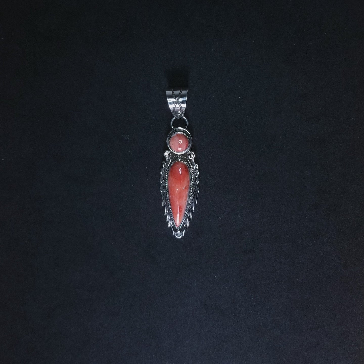 Spiny Oyster Dot and Teardrop Sterling Silver Pendant