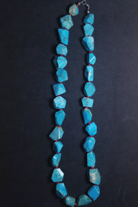 Bead Turquoise and Coral sterling silver necklace