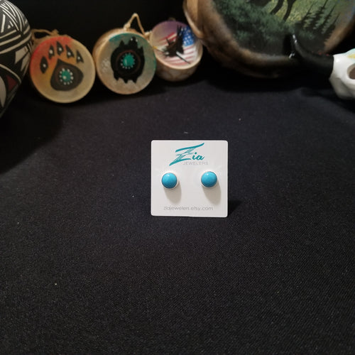 7 mm Sleeping Beauty Turquoise Sterling silver Stud earrings