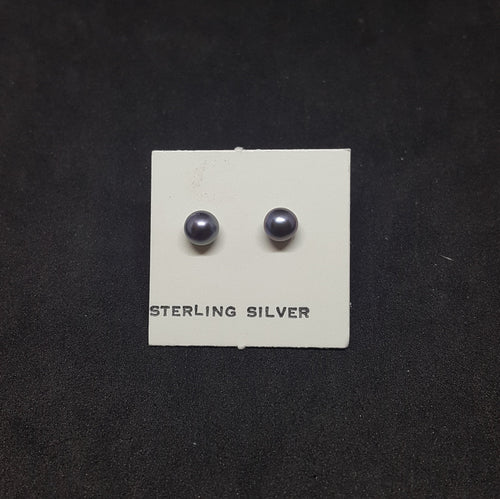 5 mm Peacock Mother of Pearl sterling silver stud earrings