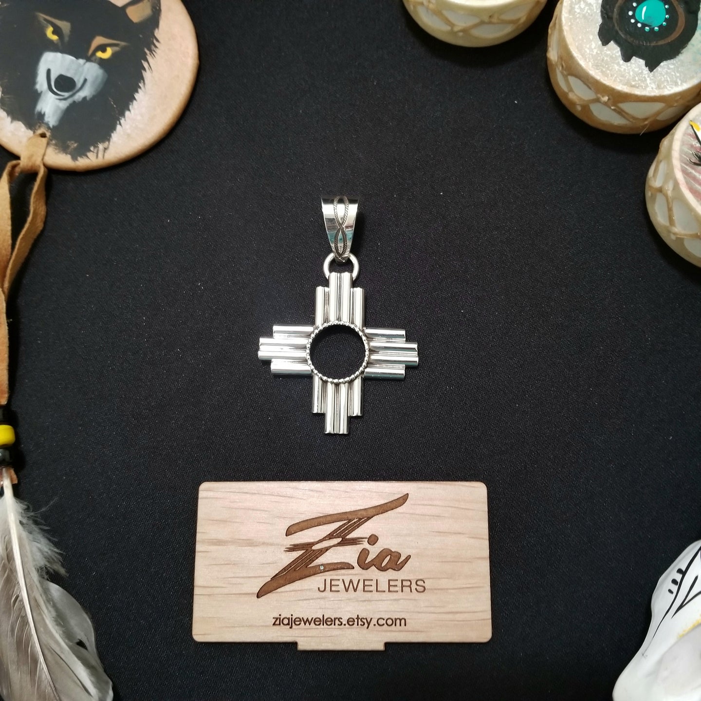 Zia Native Symbol Sterling Silver floral and twist design pendant