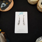 Small White Buffalo Turquoise simple long thin bricks design Sterling silver dangle earrings