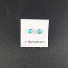 3 mm round Kingman turquoise Sterling silver stud earrings