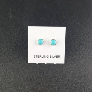 3 mm round Kingman turquoise Sterling silver stud earrings