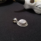 White Buffalo Twisted oval Simple Navajo Sterling silver pendant necklace - Vintage - signed LP