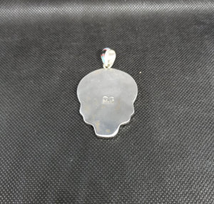 skull galaxy kingman turquoise black onyx yellow mother of pearl green opal white opal pendant necklace sterling silver