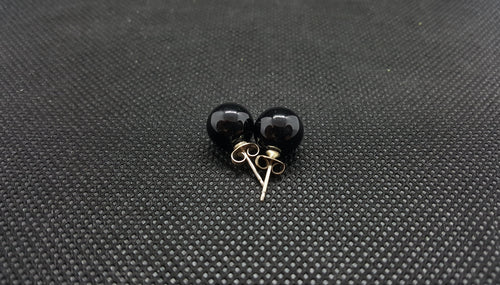 Black Onyx sterling silver 10mm stud earrings