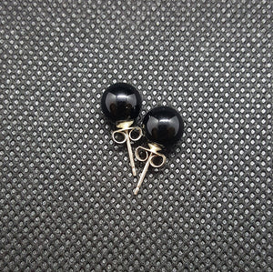Black Onyx sterling silver 8mm stud earrings