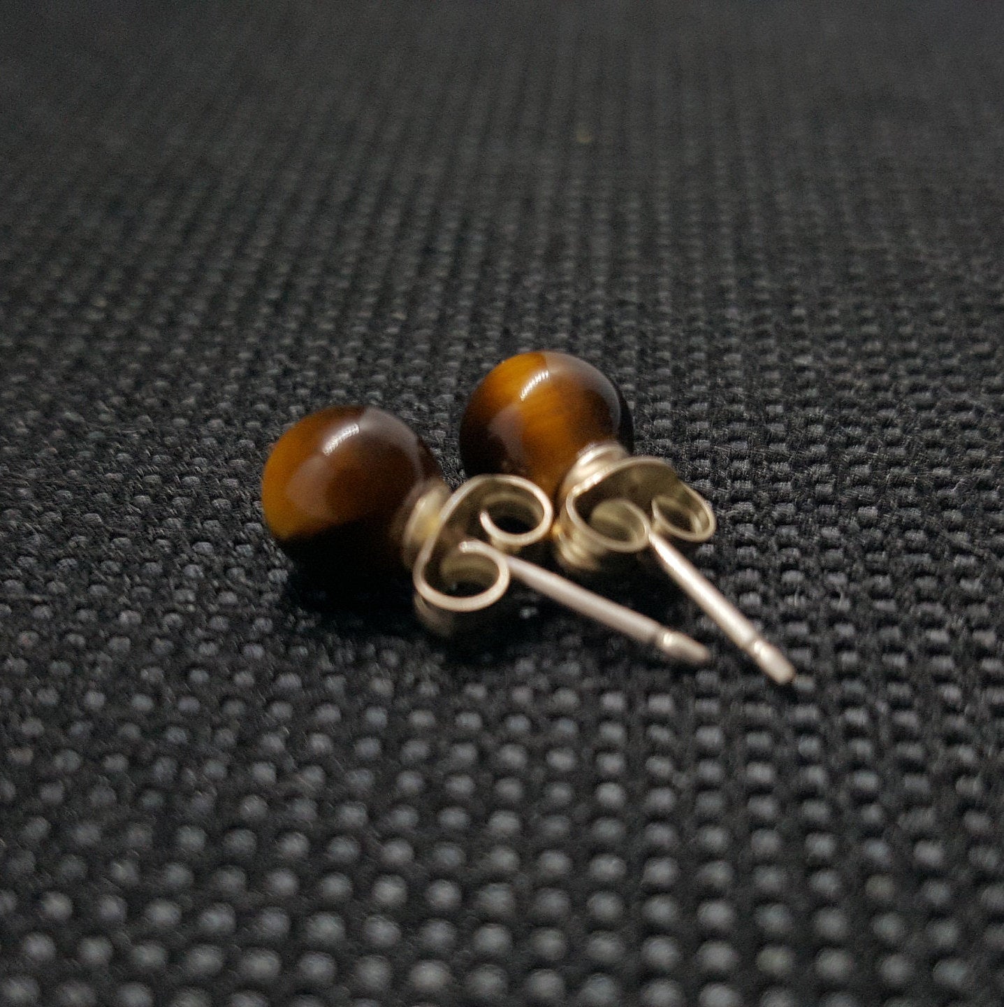 Tiger Eyes sterling silver 6mm stud earrings