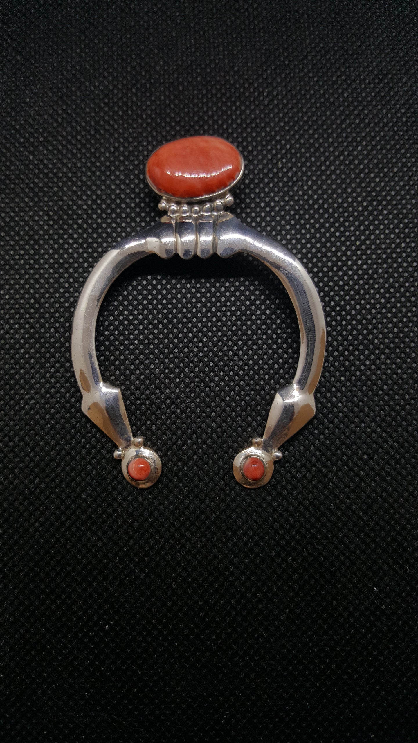 Silver Navajo Spiny Oyster Naja Pendant Necklace Sterling Silver