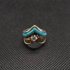 Silver Gold CZ Kingman Turquoise Ring Sterling Silver