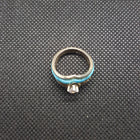 Silver Gold CZ Kingman Turquoise Ring Sterling Silver