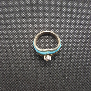 Silver Gold CZ Kingman Turquoise Ring Sterling Silver