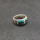Silver Kingman Turquoise White Opal Brown Opal Black Onyx Ring Sterling Silver