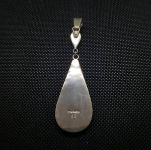 Silver Lapis Night Sky Blue and Red Opal White Mother of Pearl Kingman Turquoise Pendant Necklace Sterling Silver