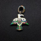 Double Sided Eagle Galaxy and  Yellow Mother of Pearl Multi Stone Inlay Pendant Necklace Sterling Silver