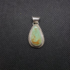 Silver Navajo Green Turquoise Pendant Necklace Sterling Silver