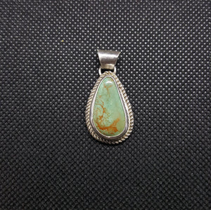 Silver Navajo Green Turquoise Pendant Necklace Sterling Silver