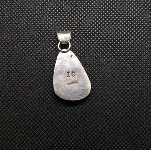 Silver Navajo Green Turquoise Pendant Necklace Sterling Silver