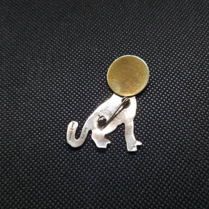 VINTAGE Silver and Gold Wolf lobo Pin Sterling Silver -  vintage