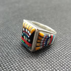 Silver Black Onyx Yellow Spiny Oyster White Mother Of Pearl Blue White Green and Yellow Opal Fire Coral Kingman Turquoise
