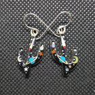 Silver Galaxy Multi Stone Inlay Dangle Earing Sterling Silver