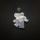 Inlay Kingman Turquoise Red Opal Black Onyx Fire Coral Blue Opal White Mother of Pearl Bear Pendant Necklace Sterling Silver
