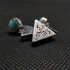 VINTAGE Silver Sleeping Beauty Turquoise Engravings Studded Earrings Sterling Silver