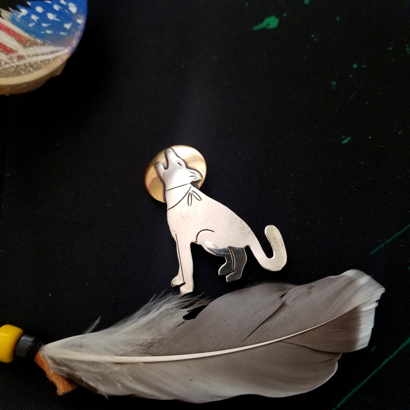 VINTAGE Silver and Gold Wolf lobo Pin Sterling Silver -  vintage