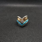 Silver Gold CZ Kingman Turquoise Ring Sterling Silver