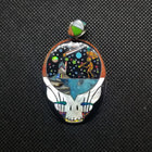 Galaxy Multi Stone Inlay Skull Pendant Necklace Sterling Silver