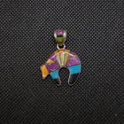 Silver Bear Inlay Purple Turquoise Kingman Turquoise Black Onyx Green Turquoise Spiny Oyster Yellow Mother Of Pearl Pendant Sterling Silver
