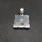 Square Multi Stone Inlay Pendant Necklace Sterling Silver