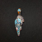 Kingman Turquoise Black Onyx White Mother of Pearl Fire Coral Spiny Oyster White Opal Pendant Necklace Sterling Silver