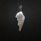 Kingman Turquoise Black Onyx White Mother of Pearl Fire Coral Spiny Oyster White Opal Pendant Necklace Sterling Silver
