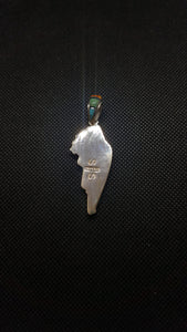 Kingman Turquoise Black Onyx White Mother of Pearl Fire Coral Spiny Oyster White Opal Pendant Necklace Sterling Silver
