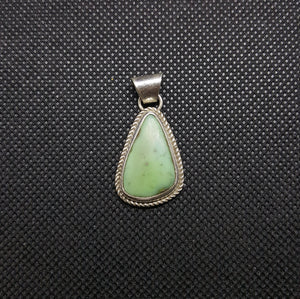 Silver Navajo Green Turquoise Pendant Necklace Sterling Silver