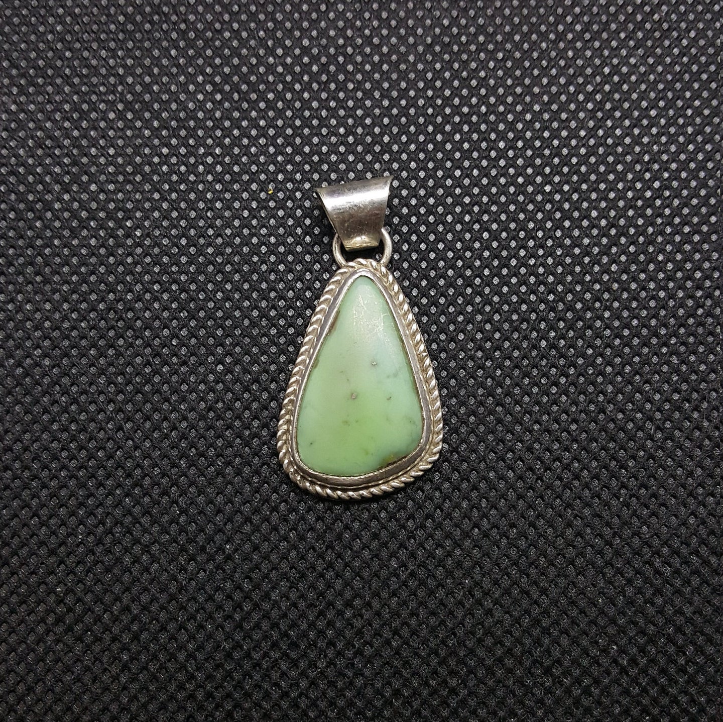 Silver Navajo Green Turquoise Pendant Necklace Sterling Silver