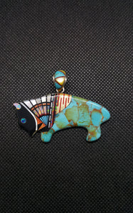 Silver Inlay Kingman Turquoise Black Onyx Fire Coral Spiny Oyster Yellow Mother of Pearl White Opal Pendant Necklace Sterling Silver
