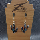 Silver Galaxy Multi Stone Inlay Dangle Earing Sterling Silver