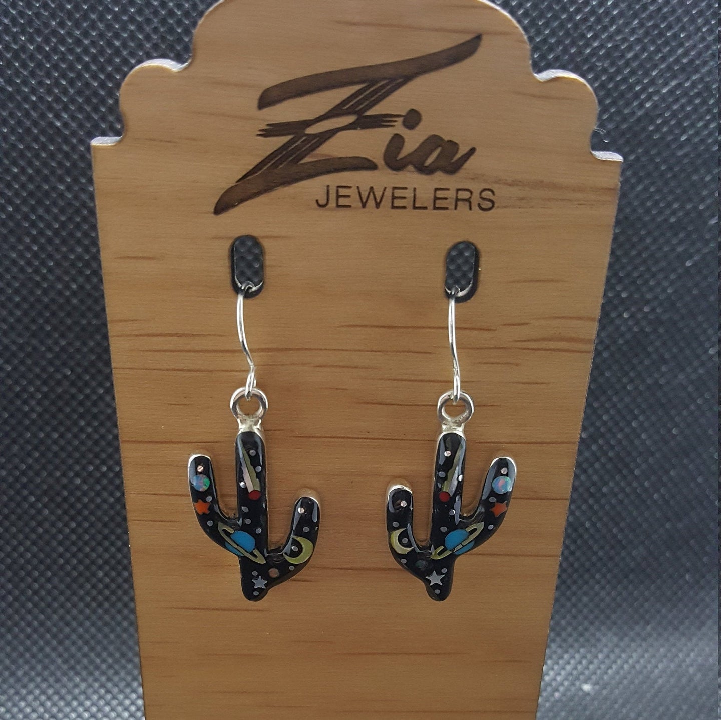 Silver Galaxy Multi Stone Inlay Dangle Earing Sterling Silver